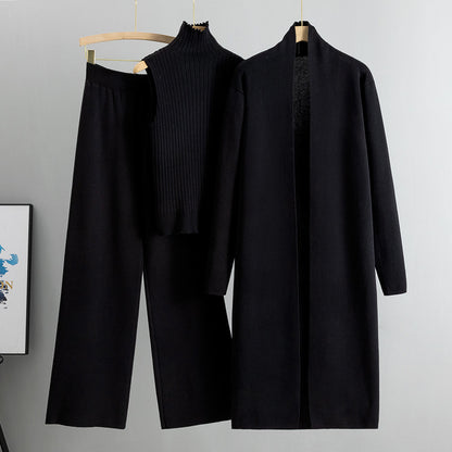 NIVANOO | Ensemble Tricot 3 Pièces Gilet, Cardigan Long & Pantalon Wide-Leg