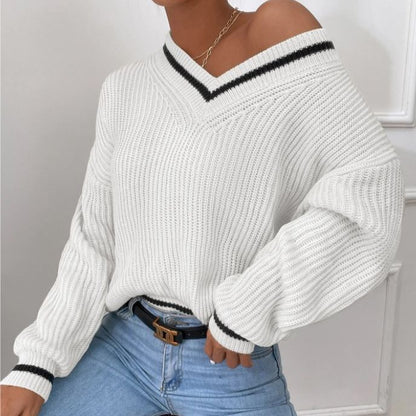 NIVANOO | Pull Décontracté à Manches Longues en Patchwork Contrasté