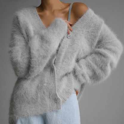NIVANOO | Cardigan à Boutons Col V en Maille Douce