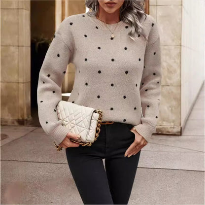 NIVANOO | Pull à Pois Élégant à Col Rond