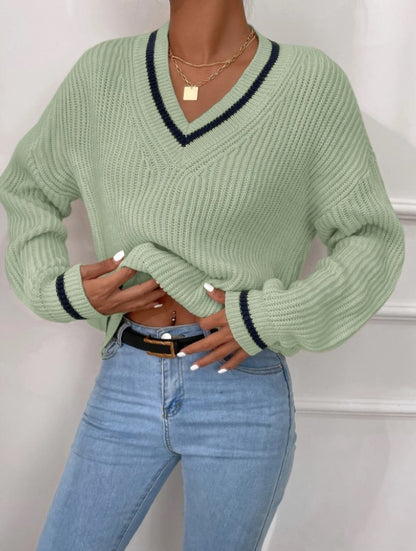 NIVANOO | Pull Décontracté à Manches Longues en Patchwork Contrasté