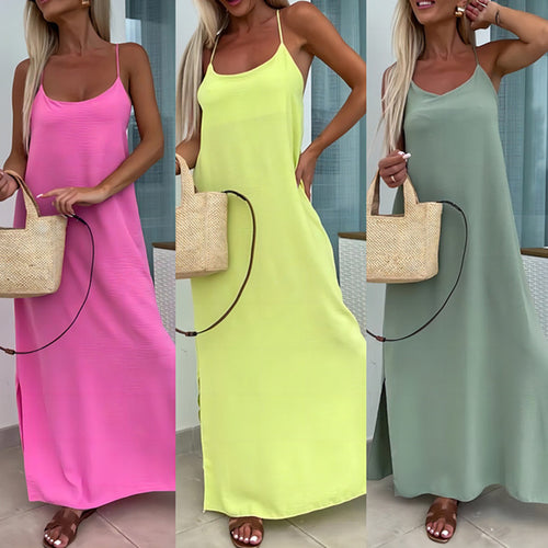 NIVANOO | Robe Longue à Bretelles – Style Vacances Élégant