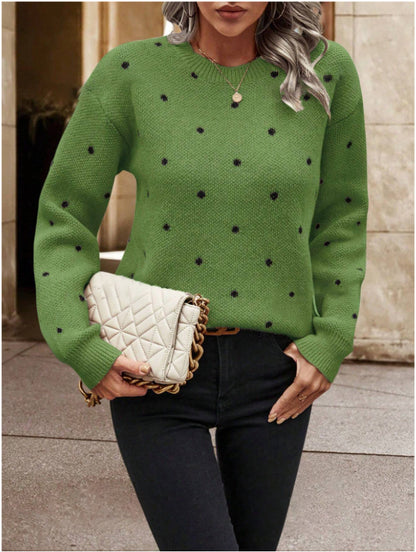 NIVANOO | Pull à Pois Élégant à Col Rond