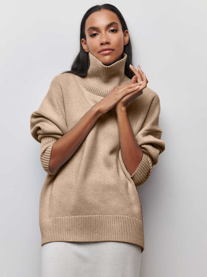 NIVANOO | Pull Col Roulé Hiver Uni Épais