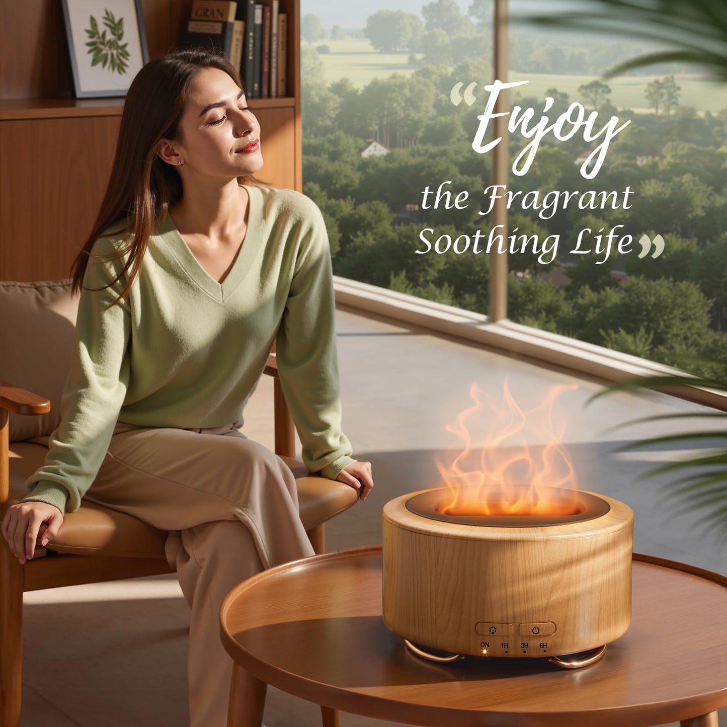Nivanoo 500ML Aroma Diffuser 🌿 Relaxing LED Night Light – Home & Office – Lemon Yellow